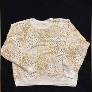 American Eagle Outfitters White and Yellow Patterned Sweater